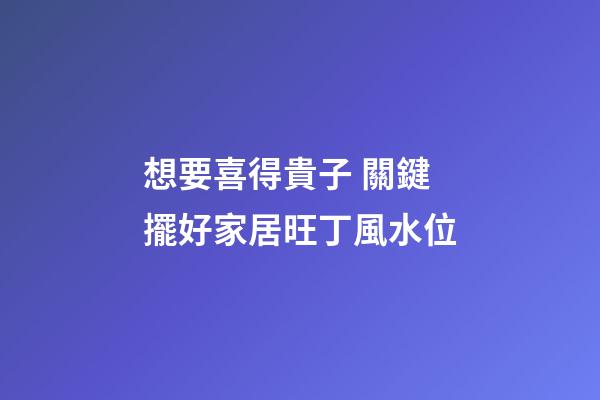 想要喜得貴子 關鍵擺好家居旺丁風水位